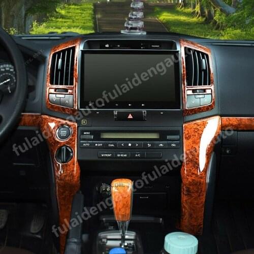 19pcs For Toyota Land Cruiser LC200 2008-2015 Interior Wood Grain Dash Trim Kit decor Stickers Auto accessories