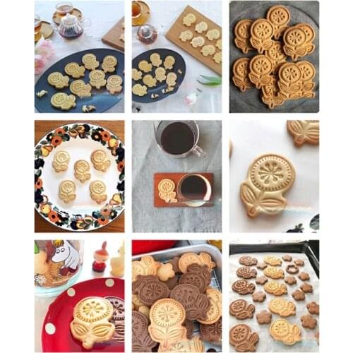 4pcs/set Flower Plastic Biscuit Mold DIY Kitchen Cake Decorating Tools Cookie Cutter Stamp