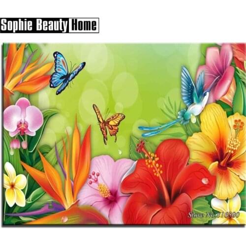 5D Diy Diamond Painting Butterfly and Flower Diamond Embroidery Pattern Rhinestones Full Diamond Mosaic Home Decor Gift 061404