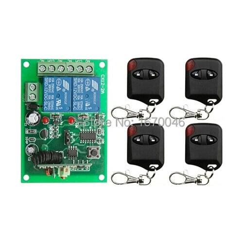 DC12V 2CH Wireless Remote Control Switch System teleswitch 1*Receiver + 4 *cat eye Transmitters for Appliances Gate Garage Door