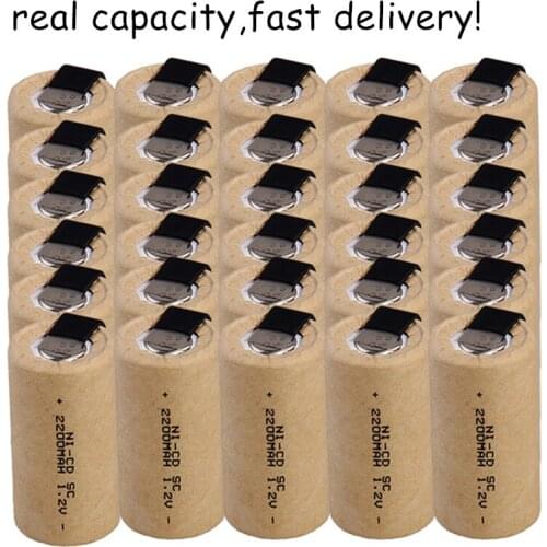 Fast delivery 30 pcs SC battery 1.2V SUBC batteries rechargeable for high drain power tools 2200mah with tabs real capacity