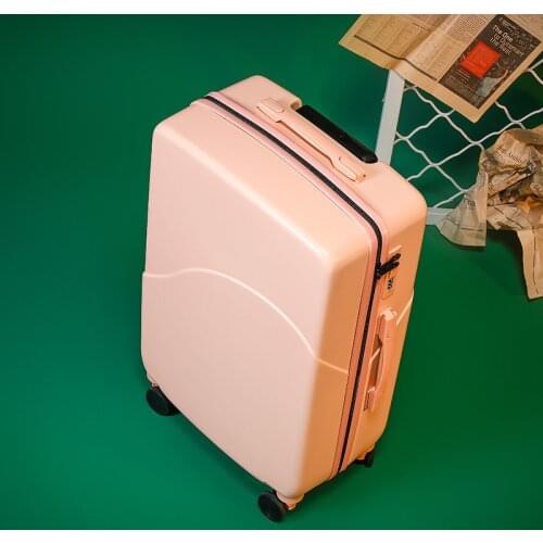 KLQDZMS 20’’22’’24’’26 Inch Wheeled Travel Bag Simple Style ABS Spinner Rolling Luggage PC Vintage Suitcase Trolley