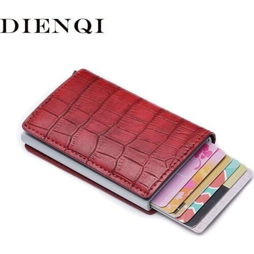 DIENQI Smart Card Holder Wallets Women Men Brand Rfid Magic Trifold Leather Slim Mini Wallet Small Money Bag Male Purses Walet