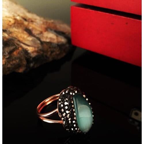 Dr Stone Natural Stone Women 'S Cat 'S Eye Stone rose gold plated Ring KRB208