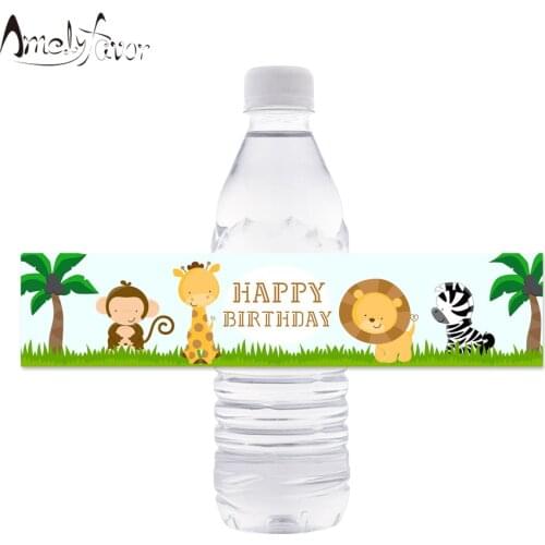 Jungle Animals Theme Party Bottle Labels Decoration Safari Animal Birthday Event Party Decorations Supplies Personalized Wrapper