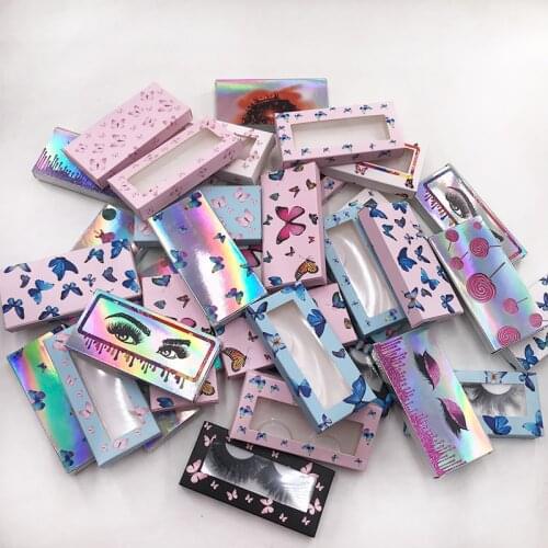 Holographic Butterfly Lash Box Empty Rectangle Custom Package for Faux Mink Eyelashes
