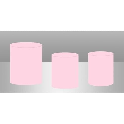 InMemory Solid Baby Pink Polyester Round Cylinder Plinth Cover Elastic Customized