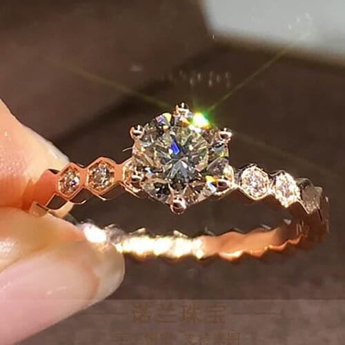 14K Au585 Rose Gold Women Ring Moissanite Diamonds 1 2 3 4 5 Carat Hexagon Elegant Wedding Party Engagement Anniversary Ring