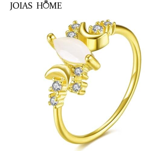 JoiasHome White Opal Ring for Women Geometry Silver 925 Jewelry with Gemstones MOON Zircon Size5-10 Female Party Rings Wholesale