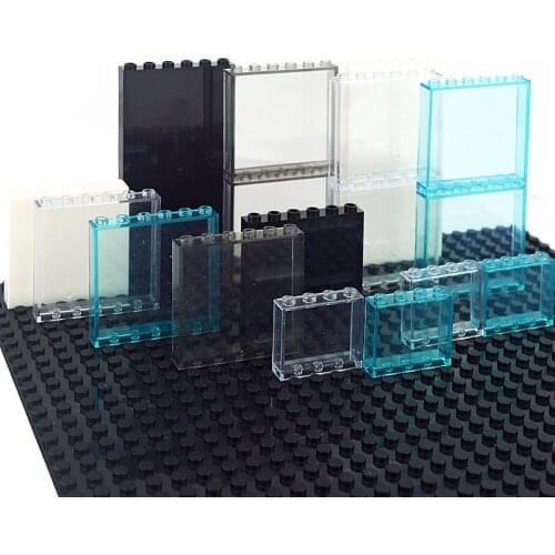 Window Frame City Building Blocks 1x6 1x4 Glass Transparent Panel House Parts Wall MOC Bricks Construction Toys Compatible 59350