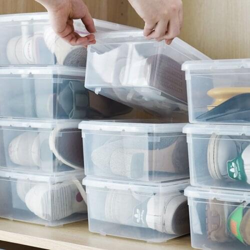 Shoe Box Multifunctional Simple Flip Cover Assembly Dust Box Transparent Thick Plastic Storage Box Ladies Season Changing Shoe