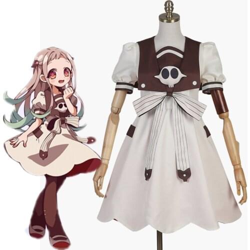 2020 Anime Toilet-Bound Cosplay Jibaku Shounen Hanako-kun Costume Yashiro Nene Dress Romantic Petal Shape Skirt Skull Badge
