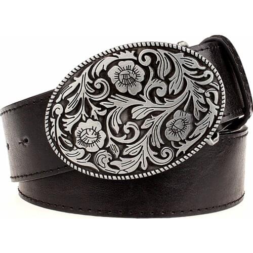 Fashion belt men Retro Tang dynasty flower design belt arabesque pattern golden flower Fashion element popular girdle women gift