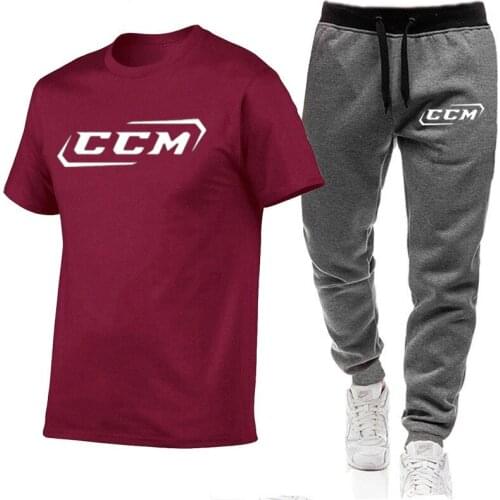 Mens T-shirt + trousers Set Summer Breathable Casual T shirt Running Set Fashion Harajuku CCM Printed Male Sport Suit