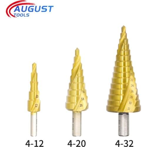 3-12mm 4-12mm 4-20mm HSS Step Drill Bit Set 4-32mm Cutter Core Hole Drill Bit Titanium Coated Bits For Wood Plastic Aluminium