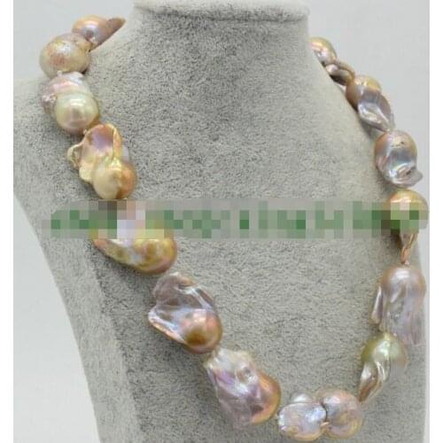 Huge Beautiful 15-25mm Lavender Baroque Pearl Necklace 18" AAA