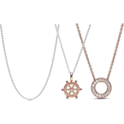 Fall 2020 New High-quality Original 1:1s925 Bright Polished Ball Rose Rudder Helmet Female Exquisite Jewelry Necklace