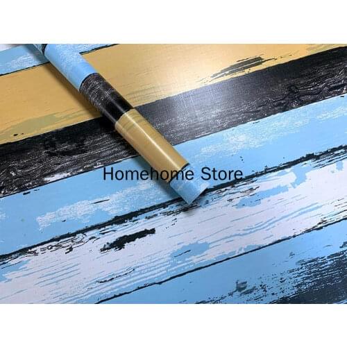 Blue Peel and Stick Wallpaper Self Adhesive Wallpaper Retro Multicolor Stripe Wallpaper Vinyl Waterproof Removable