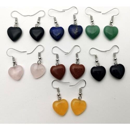 Fashion natural stone mixed 7 pair 14pcs Earrings Semiprecious stone for jewelry 7 days different colors Wholesale free shipping