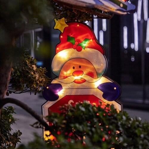 Christmas Led Window Suction Cup Hanging Lamp Holiday Lamp Merry Christmas LED Lamps Elk Santa Snowman Christmas Tree For Home