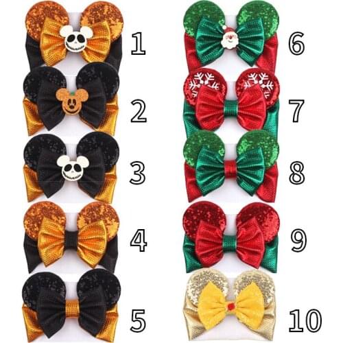 Mouse Ears Turban Headband 5'' Hairbows Halloween&Christmas Hair Band For Girls Kids Fashion Festival Hair Accessories Head Wrap