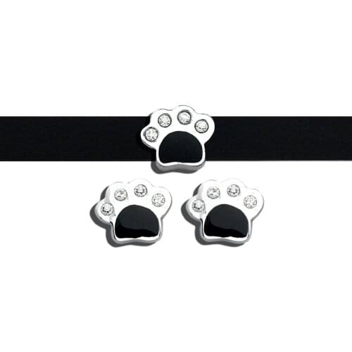 Internal Dia.8mm Slider Charms 10pcs Paw Autism Heart Necklace Bracelet Pet Collar Key Chain Jewelry For Women Kids Wholesales