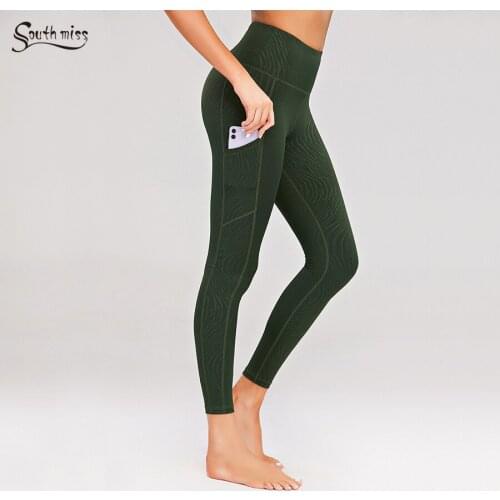 Green Zebra Print Sport Leggings Women Embossed Animal Skin Jogging Pant High Rise Full Length Supportive Yoga Tights