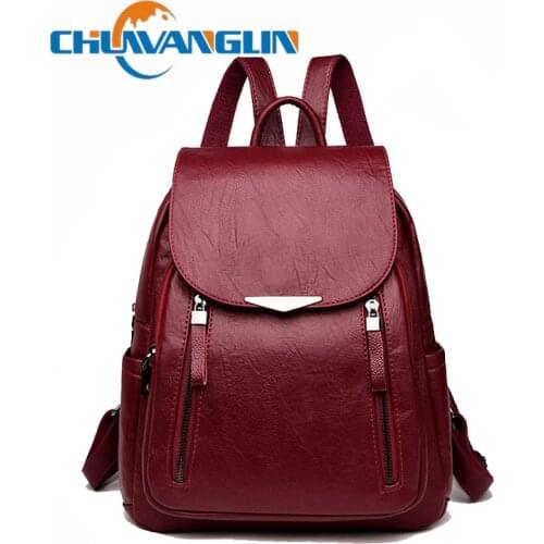Chuwanglin 2019 Women Leather Backpacks Female Shoulder Bag Sac A Dos Ladies Bagpack School Bags For Girls Travel bag A80801