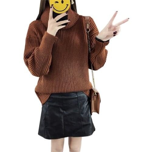 2019 Autumn And Winter womens Sweater New Style high-necked Long Sleeve Solid Color Sweaters And Pullovers Vestidos LXJ418