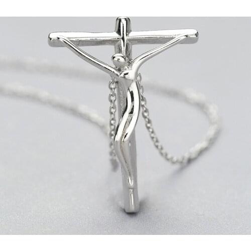 L&P 925 Sterling Silver Cross Pendant Necklace Prayer Christ Women Jewelry for Wholesale freeshipping