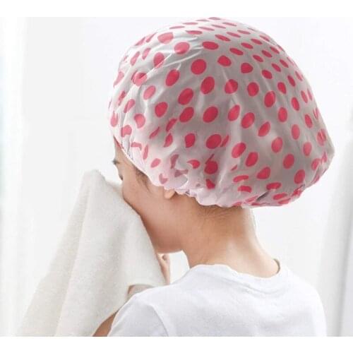 1PCS Thick Elastic Shower Hair Cover Cap Waterproof Bath Ladies Spa Bath Cap Hair Salon Bathroom Supplies Adult Women Reusable
