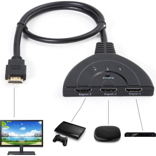 3 Port HDMI Multi Display Auto Switch Hub Box Splitter 1080P HD TV Adapter Cable