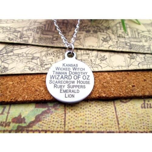 3pcs/lot Fashion stainless steel necklace "WIZARD OF OZ" Charms Pendant necklace jewelry Gift more style for choosing