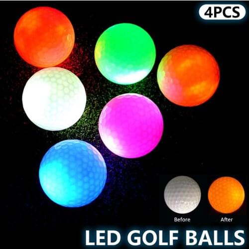 4pcs Luminous Light-up Led Golf Balls for Flashing Night Training Hardness Material for Golf Practice Balls Glowing Golfing