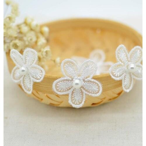 5 Pieces/lot Flower Beautiful Bridal Embroidery Pearls Lace Applique Lace Patch for Garment Decoration