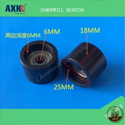 6*25*18MM POM rubberized plastic nylon wheel 626ZZ bearing roller pulley rubberized wheel 6X25X18MM Door and window pulley 4PCS