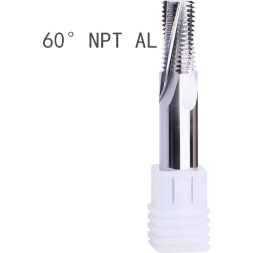 60°NPT NPTF Full Tooth Aluminum Thread Milling Cutter Carbide Tungsten Steel American End mill 1pc 1/16" 1/8" 1/4"x18 3/8"x18