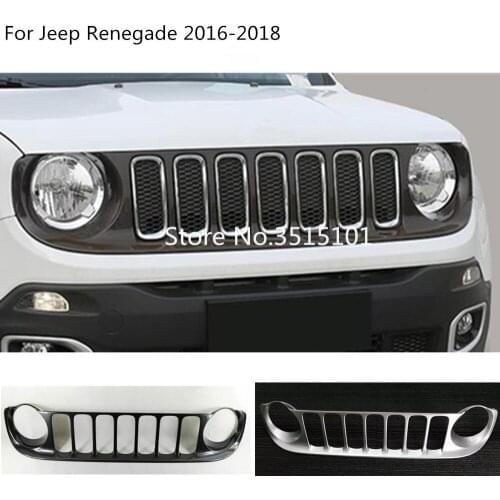 Car Body Styling Cover Protect Detector Trim Front Up Grid Grill Grille Around 1pcs For Jeep Renegade 2016 2017 2018 2019 2020