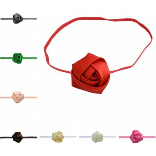 6pcs/lot Toddler Rose Flower Elastic Headband 5 CM Floral Hair Bands Fashion Newborn Infant Headwear Baby Accessories 24 Colors