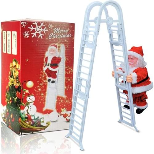 Electric Santa Claus Climbing Ladder Doll with Music Xmas Tree Decor Christmas Tree Outdoor Indoor Hanging Christmas Decoration
