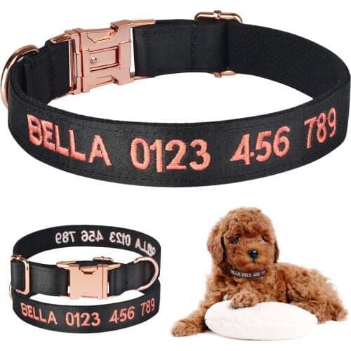 Personalized Basic Dog Collar Solid Collar Custom Embroidered Medium large Puppy Collars Male Female Customized Pet Collar