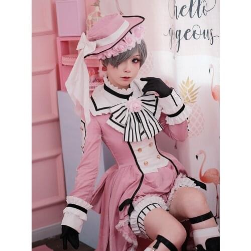 Anime Black Butler Cosplay Costume Ciel Phantomhive Robin Lolita Dress Halloween Party Free Shipping B