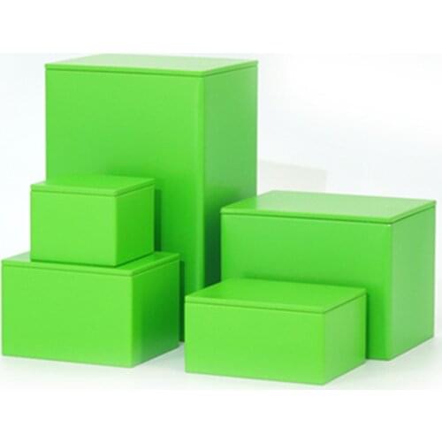 Pure Color Metal Storage Box Large Capacity Iron Container Tea Cans Packaging Round Jars Organizer Coffee Candy Square Tins