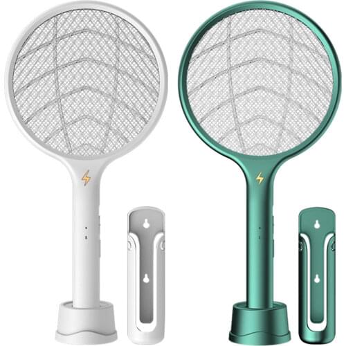 Multifunction Bug Zapper USB Rechargeable Electric Fly Trap Killer Swatter Racket Lamp with Base Wall Bracket Behogar