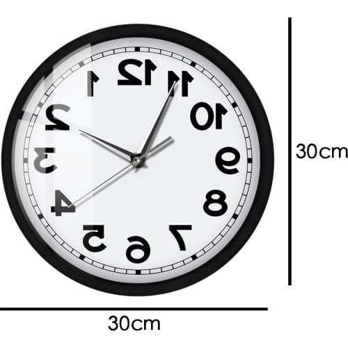 Counterclockwise Funny Numbers Wall Clock Metal Frame LED Night Lighting Clock Voice Control Slient Glow in Dark Wall Watch