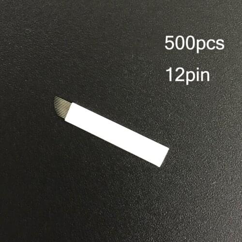 Wholesale 500Pcs Disposable 7 9 11 12 14 Pins Eyebrows Microblade Permanent Make up Agujas Microblading Needles Free Shipping
