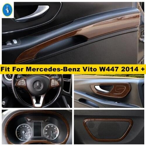 ABS Wood Grain Look Dashboard / Door Handle Bowl / Steering Wheel / Door Speaker Cover For Mercedes-Benz Vito W447 2014 - 2021