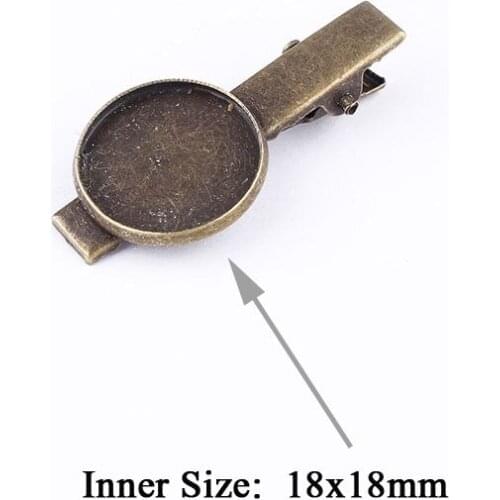 Fit 18mm Hair Clip Length 41mm Antique Bronze Pendants Setting Cabochon Cameo Base Tray Bezel Blank DIY Jewelry Finding