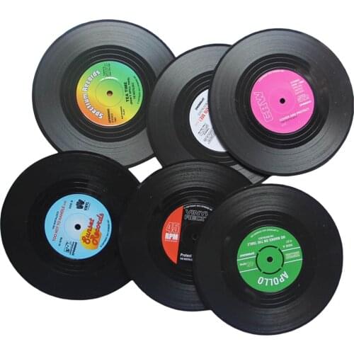 6Pcs Vinyl Record Table Mats Drink Coaster Table Placemats Creative Coffee Mug Cup Coasters Heat-resistant Nonslip Pads