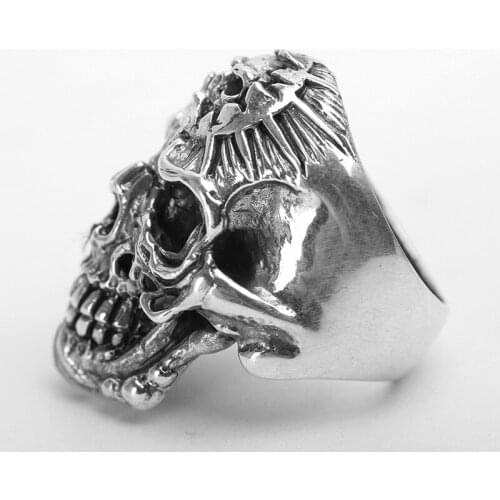 Exaggerated Horror Skull Ring Personality Man Domineering Silver Color Ring Classic Fashion Men Womens Halloween Party Jewelry